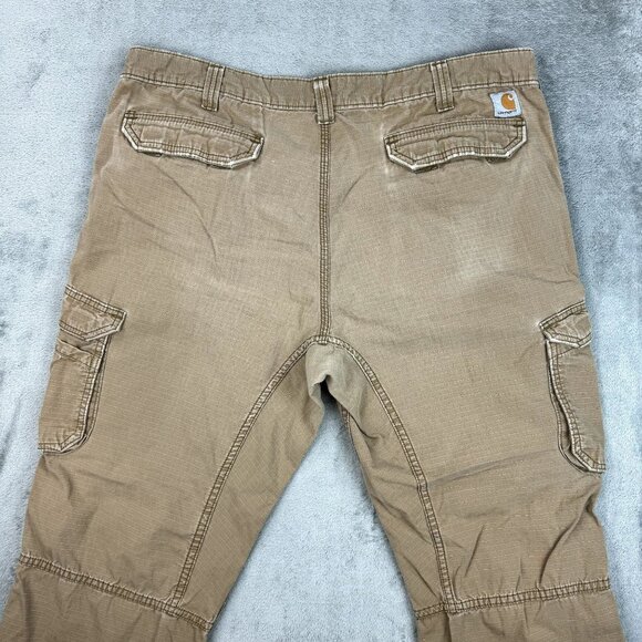 CARHARTT Force Mens Ripstop Relaxed Fit Distressed Cargo Pants Tan Utility Work - Picture 5 of 11